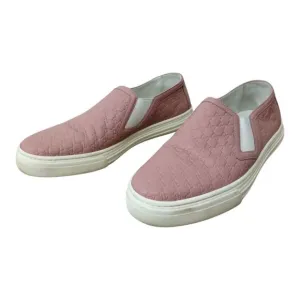 Gucci Women's‎ Microguccissima Signature Leather Slip On Sneakers Size 37 Pink
