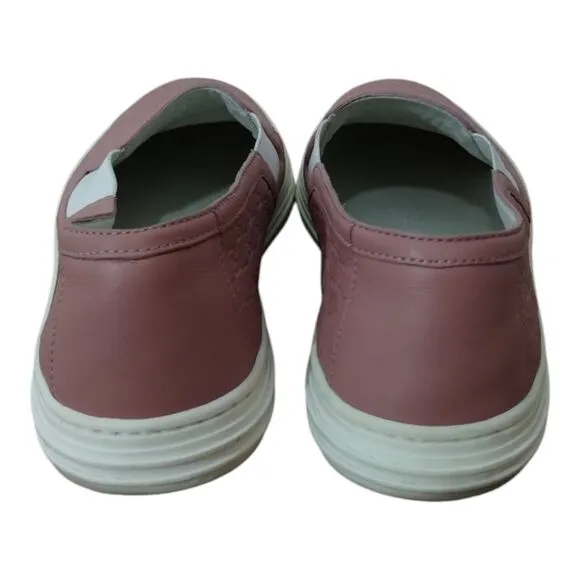 Gucci Women's‎ Microguccissima Signature Leather Slip On Sneakers Size 37 Pink