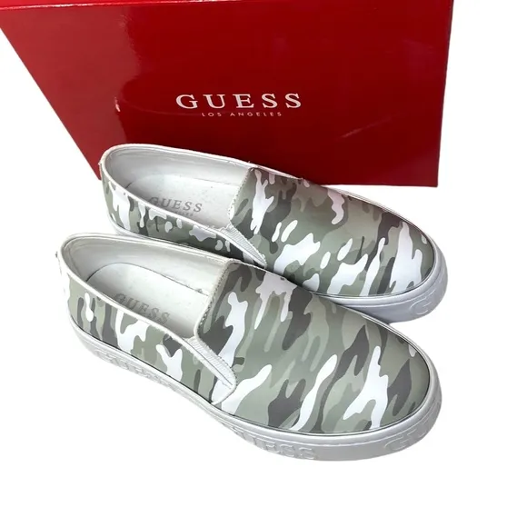 GUESS Gladis Floral Slip On Sneakers Women's Size White Synthetic GFGLADIS27
