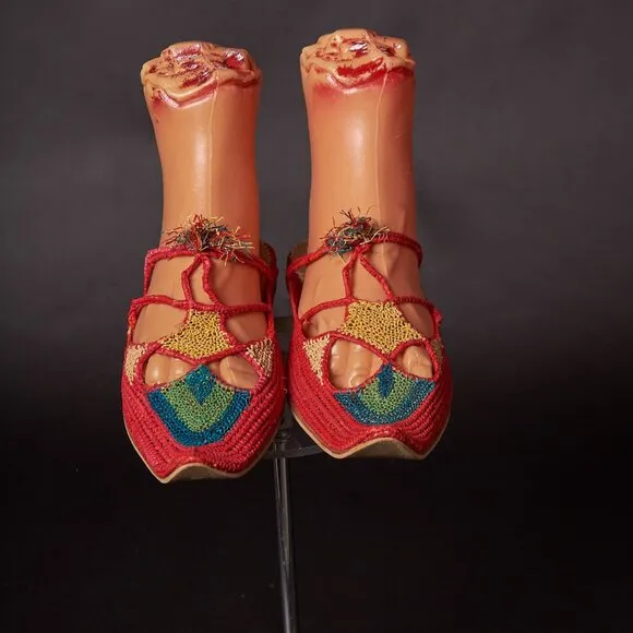 Handcrafted Vintage Woven Arabian Turkish Moorish Slippers Shoes