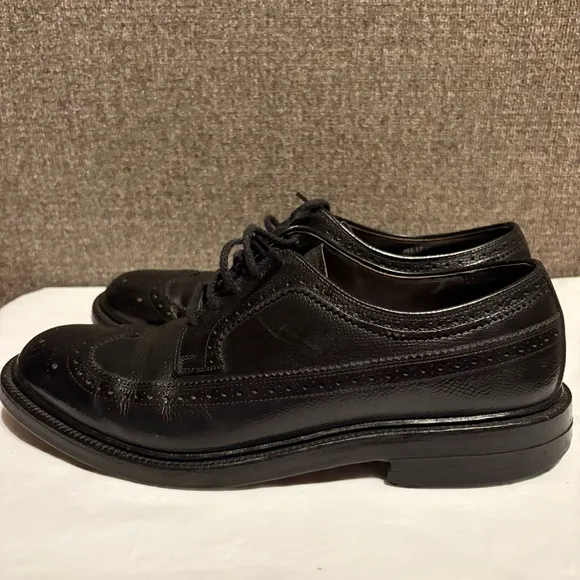 Hanover Master Flex Men's Size 9 D/B Black Leather Wingtip Oxford Dress Shoes‎
