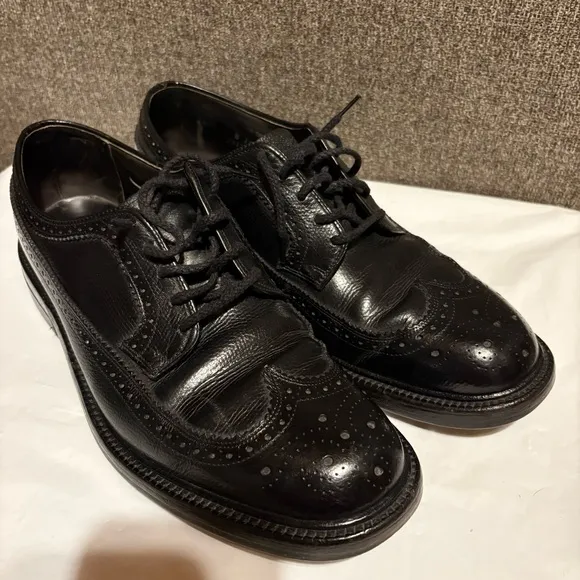 Hanover Master Flex Men's Size 9 D/B Black Leather Wingtip Oxford Dress Shoes‎