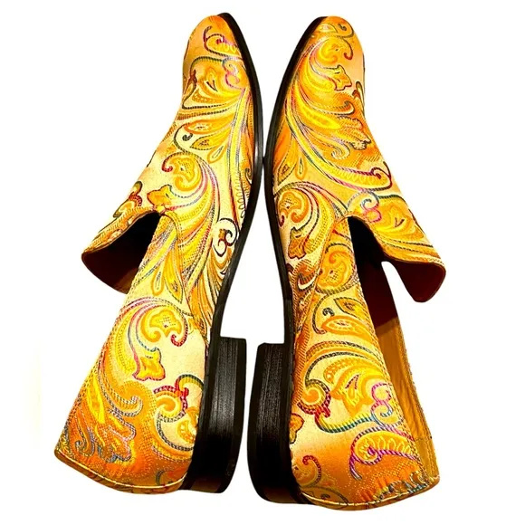 Harlem  knight Mens Slip On  Multi Color Floral Print Design Dress Shoes Size 13
