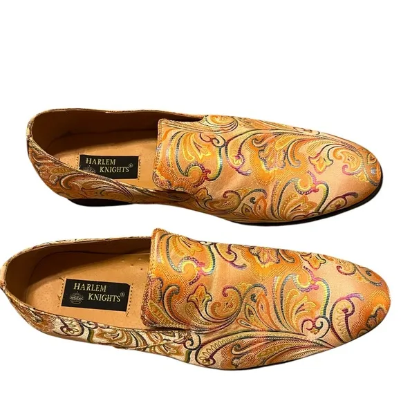 Harlem  knight Mens Slip On  Multi Color Floral Print Design Dress Shoes Size 13