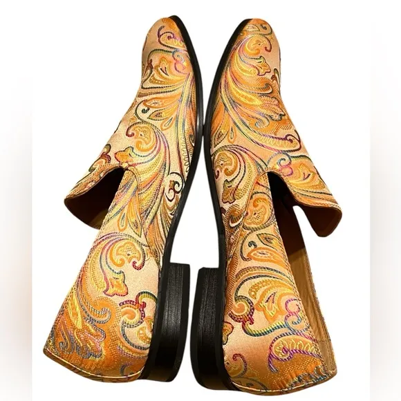 Harlem  knight Mens Slip On  Multi Color Floral Print Design Dress Shoes Size 13
