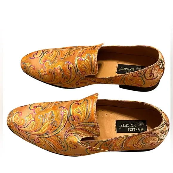 Harlem  knight Mens Slip On  Multi Color Floral Print Design Dress Shoes Size 13