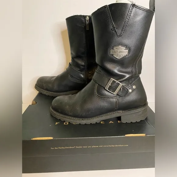 Harley-Davidson Stivali Black Leather Boots Men’s Bladen Riding Boots Size 10
