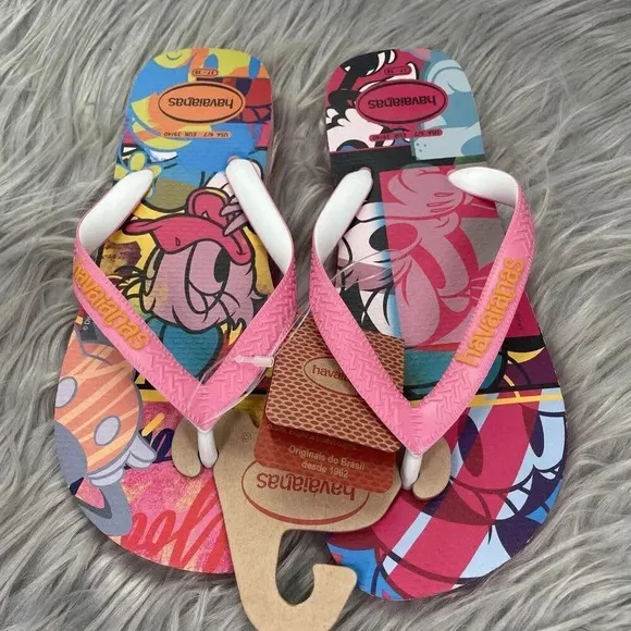 Havaianas Disney Minnie Mouse &amp; Daisy Flip Flops Womens Size 6/7 Sandals New