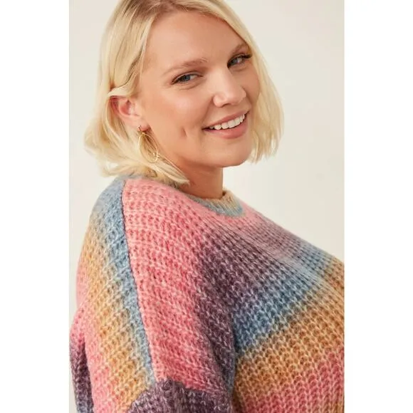 HAYDEN Paige Plus Ombre Rainbow Chunky Knit Sweater 1X