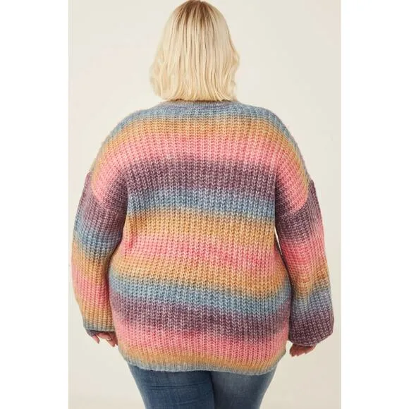 HAYDEN Paige Plus Ombre Rainbow Chunky Knit Sweater 1X