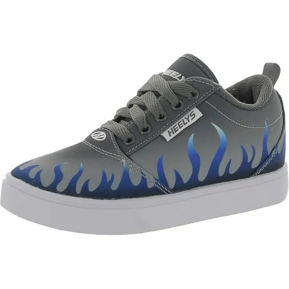 Heelys Kids Size 13C Gray/Blue Flame Pro 20 Prints Skate Shoes Lace Up P9-7