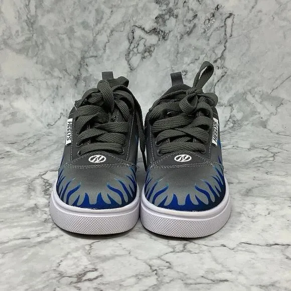 Heelys Kids Size 13C Gray/Blue Flame Pro 20 Prints Skate Shoes Lace Up P9-7