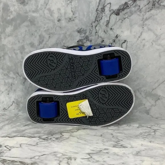 Heelys Kids Size 13C Gray/Blue Flame Pro 20 Prints Skate Shoes Lace Up P9-7