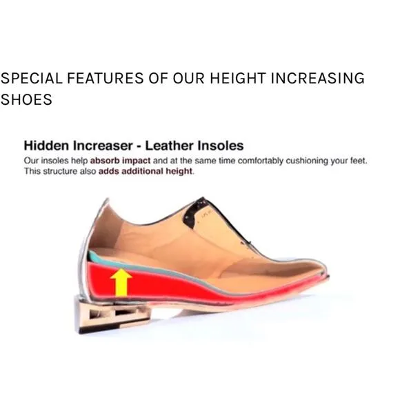 Height Increased Brown Leather Dress Shoes