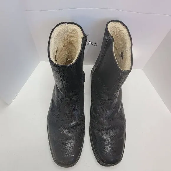 Henke Unisex Black Spini St. Moritz Shearling Fur Lined Snow Boots Size W 10/M 8