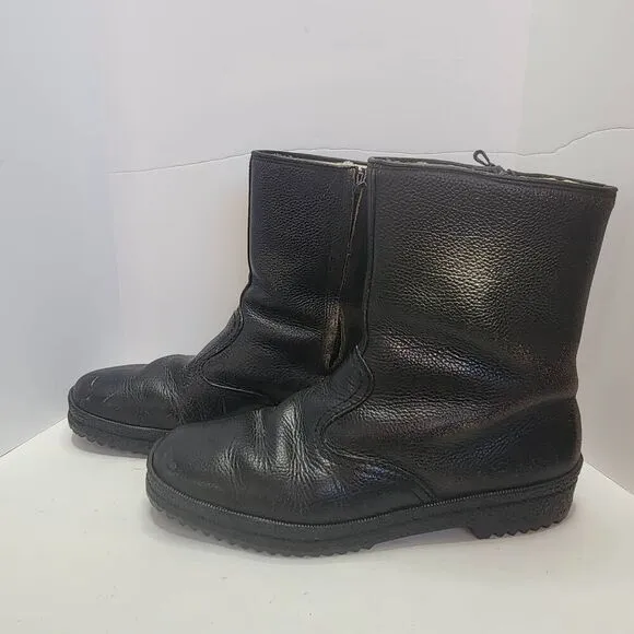 Henke Unisex Black Spini St. Moritz Shearling Fur Lined Snow Boots Size W 10/M 8
