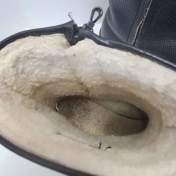 Henke Unisex Black Spini St. Moritz Shearling Fur Lined Snow Boots Size W 10/M 8