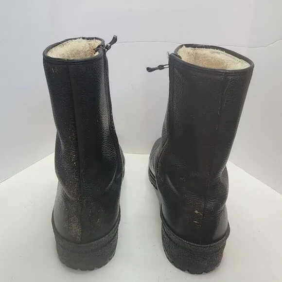 Henke Unisex Black Spini St. Moritz Shearling Fur Lined Snow Boots Size W 10/M 8
