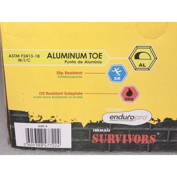 Herman Survivors Diecast Aluminum Alloy Safety Toe Work Shoes Boots Mens Size 8