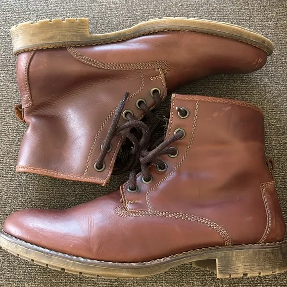 Hestoration Blaine Brown Leather Lace Front  Boots Size 11.5M