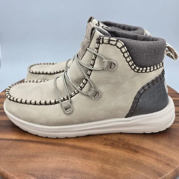 Hey Dude Eloise Boots Women's 9 Recycled Leather Oak Slip On Ankle Booties
