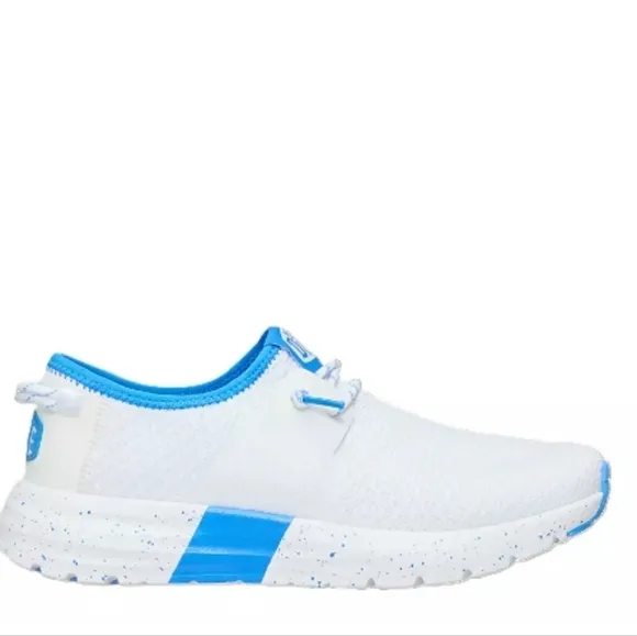 Hey DUDES White and Blue Slip On Sneakers