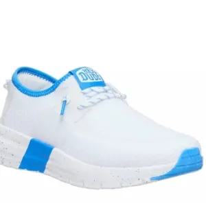 Hey DUDES White and Blue Slip On Sneakers