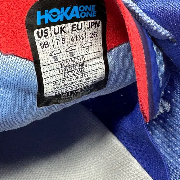 Hoka Mach 6 Running Shoes Womens Size 9B Mirage Stellar Blue Sneakers 1147810