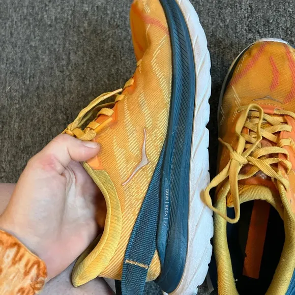 HOKA Mach Supersonic Orange &amp; Navy Sneakers, size 8.5