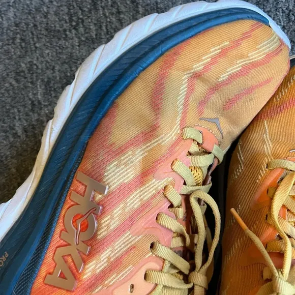HOKA Mach Supersonic Orange &amp; Navy Sneakers, size 8.5