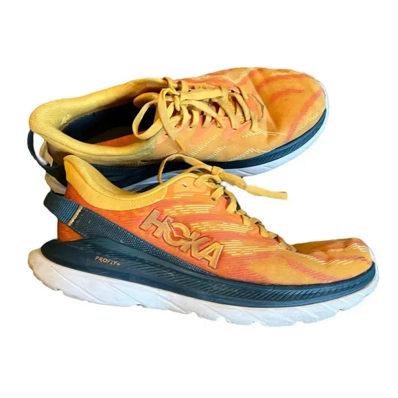 HOKA Mach Supersonic Orange &amp; Navy Sneakers, size 8.5