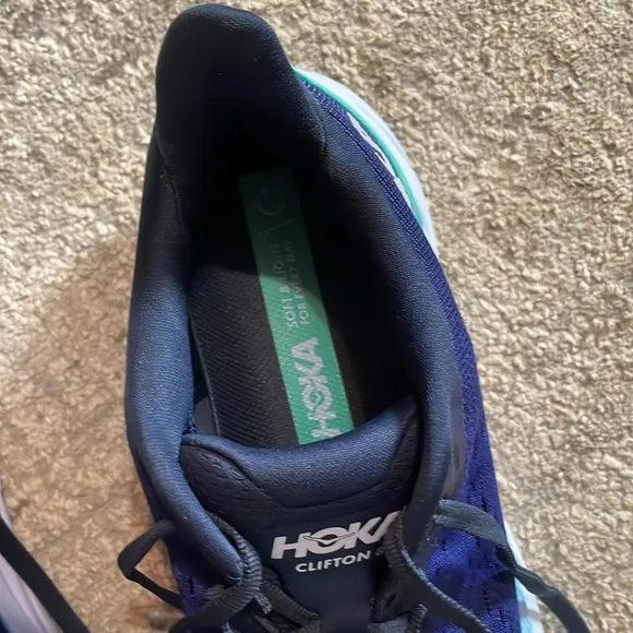 Hoka Women Running Shoes outer space bellwether blue w/teal Clifton 8 Sz 9.5
