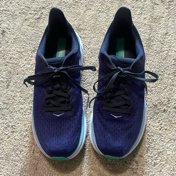 Hoka Women Running Shoes outer space bellwether blue w/teal Clifton 8 Sz 9.5
