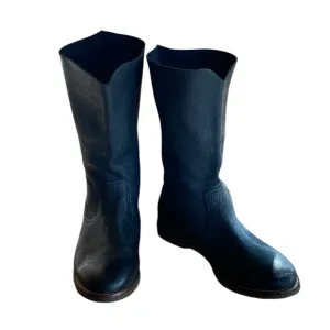 HS Trask Ava Black Buffalo Pebbled Leather Slouchy Mid Calf Boots Size 6M