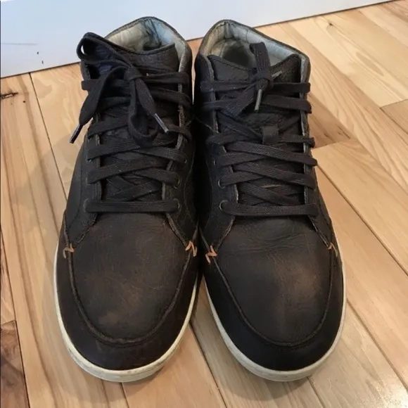 Hub Brown Leather Lace up Sneakers Shoes 10.5