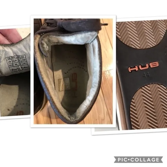 Hub Brown Leather Lace up Sneakers Shoes 10.5