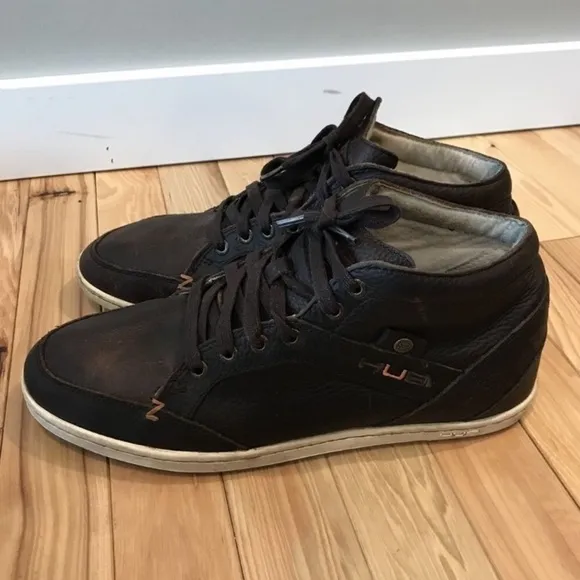 Hub Brown Leather Lace up Sneakers Shoes 10.5