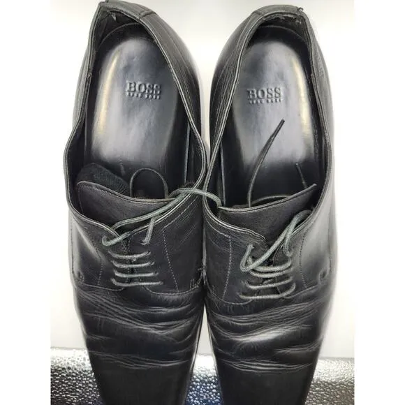 Hugo Boss Black Leather Oxford Dress Shoes Size 11