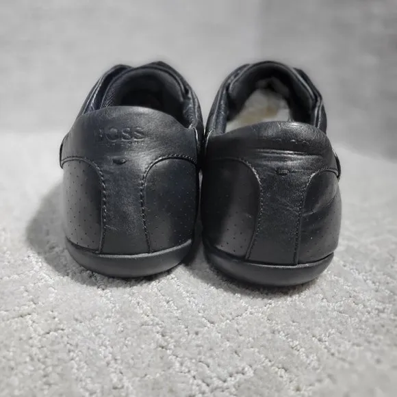 Hugo Boss City Dots Men's Size EU 43 US 10 Black Leather Low Top Casual Sneakers