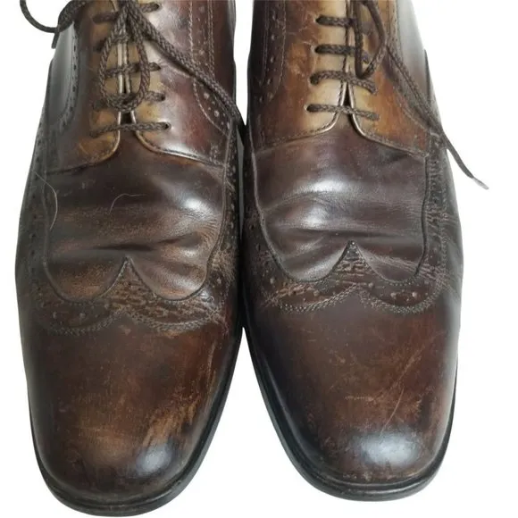 Hugo Boss Mens 9.5 Brown Lace Up Dress Shoes Almon
