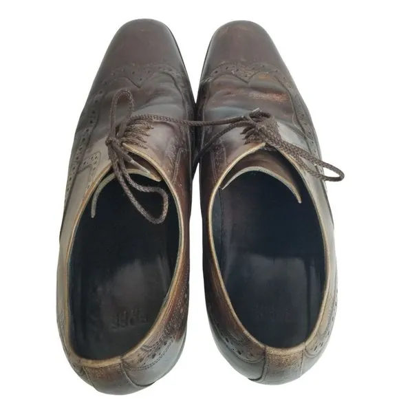 Hugo Boss Mens 9.5 Brown Lace Up Dress Shoes Almon