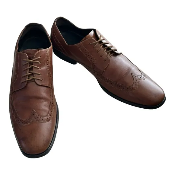 Hugo Boss Men's Wingtip Brogue Dress Leather Shoes Brown Size 12