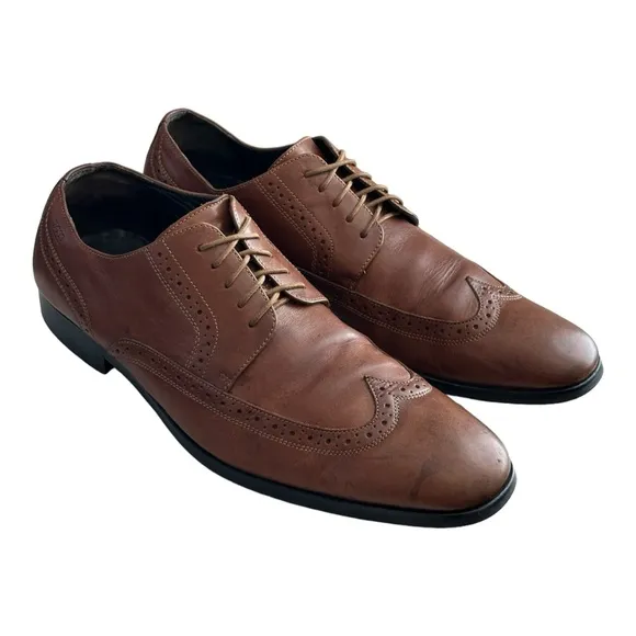 Hugo Boss Men's Wingtip Brogue Dress Leather Shoes Brown Size 12