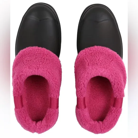 Hunter Black Play Shoes with Sherpa Faux Shearling Pink Lining Size 7 New in Box