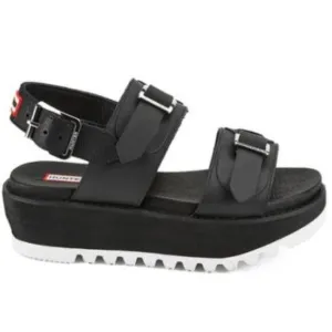 Hunter Original Double Buckle Chunky Platform Black Platform Sandals Shoes 10