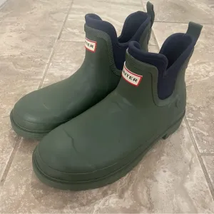 Hunter Target Ankle Rain Boot Mens Olive Green  Sz 7