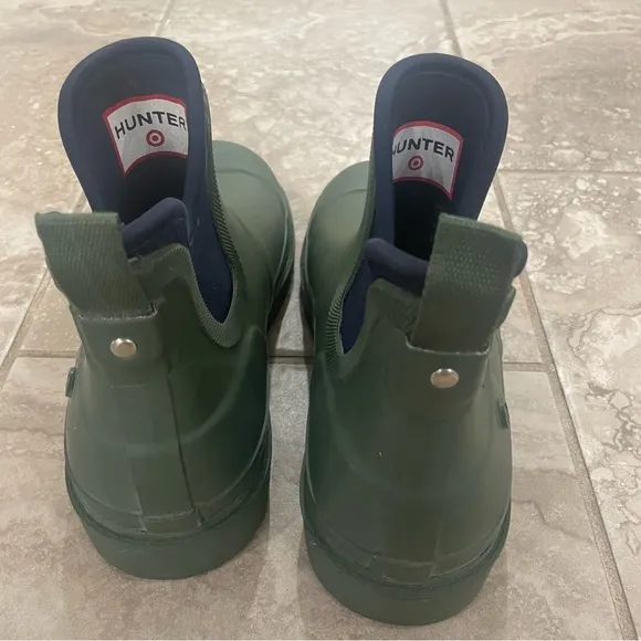 Hunter Target Ankle Rain Boot Mens Olive Green  Sz 7