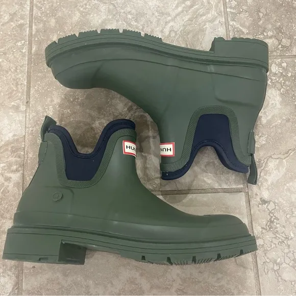 Hunter Target Ankle Rain Boot Mens Olive Green  Sz 7