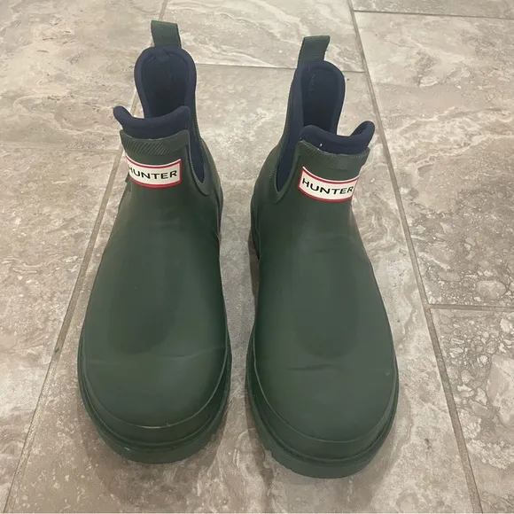 Hunter Target Ankle Rain Boot Mens Olive Green  Sz 7