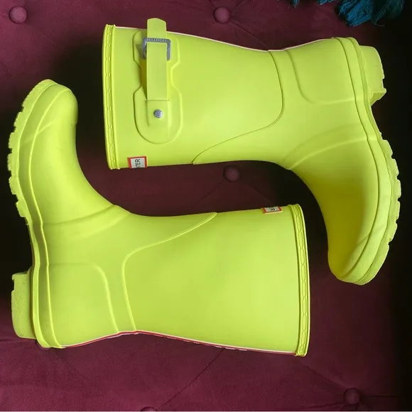 Hunter - Women's Short Tri Colour Logo Backstrap Boot Zesty Yellow - size 9